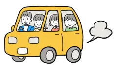 車に乗っている家族のイラスト